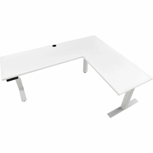 Interion By Global Industrial Interion® L-Shaped Electric Height Adjustable Desk, 60"W x 24"D, White W/ Gray Base 3 Interion By Global Industrial Interion® L-Shaped Electric Height Adjustable Desk, 60"W x 24"D, White W/ Gray Base - Image 3