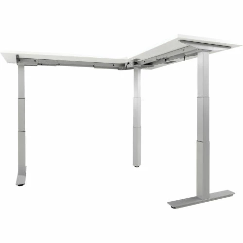 Interion By Global Industrial Interion® L-Shaped Electric Height Adjustable Desk, 60"W x 24"D, White W/ Gray Base 4 Interion By Global Industrial Interion® L-Shaped Electric Height Adjustable Desk, 60"W x 24"D, White W/ Gray Base - Image 4