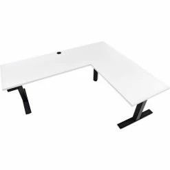 Interion By Global Industrial Interion® L-Shaped Electric Height Adjustable Desk, 60"W x 24"D, White W/ Black Base -Outlet Desks & Workstations Store 695777LWH 02 1