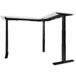 Interion By Global Industrial Interion® L-Shaped Electric Height Adjustable Desk, 60"W x 24"D, White W/ Black Base -Outlet Desks & Workstations Store 695777LWH 03 1