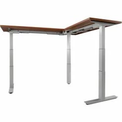 Interion By Global Industrial Interion® L-Shaped Electric Height Adjustable Desk, 72"W x 24"D, Walnut W/ Gray Base -Outlet Desks & Workstations Store 695777LWNGY 03 1