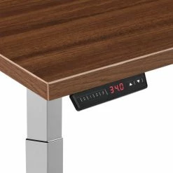 Interion By Global Industrial Interion® L-Shaped Electric Height Adjustable Desk, 72"W x 24"D, Walnut W/ Gray Base -Outlet Desks & Workstations Store 695777LWNGY 04 1