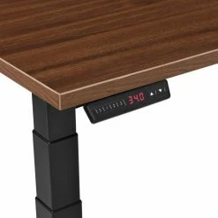 Interion By Global Industrial Interion® L-Shaped Electric Height Adjustable Desk, 72"W x 24"D, Walnut W/ Black Base -Outlet Desks & Workstations Store 695777LWN 04 1