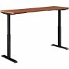 Interion By Global Industrial Interion® Electric Height Adjustable Desk, 72"W x 24"D, Cherry W/ Black Base