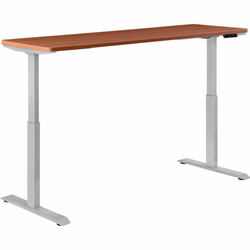 Interion By Global Industrial Interion® Electric Height Adjustable Desk, 72"W x 24"D, Cherry W/ Gray Base 1 Interion By Global Industrial Interion® Electric Height Adjustable Desk, 72"W x 24"D, Cherry W/ Gray Base