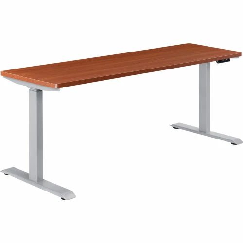 Interion By Global Industrial Interion® Electric Height Adjustable Desk, 72"W x 24"D, Cherry W/ Gray Base 2 Interion By Global Industrial Interion® Electric Height Adjustable Desk, 72"W x 24"D, Cherry W/ Gray Base - Image 2