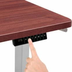 Interion By Global Industrial Interion® Electric Height Adjustable Desk, 72"W x 24"D, Mahogany W/ Gray Base -Outlet Desks & Workstations Store 695778MHGY 04