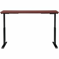 Interion By Global Industrial Interion® Electric Height Adjustable Desk, 72"W x 24"D, Mahogany W/ Black Base -Outlet Desks & Workstations Store 695778MH 02 1