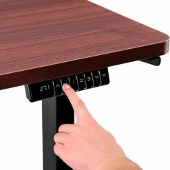 Interion By Global Industrial Interion® Electric Height Adjustable Desk, 72"W x 24"D, Mahogany W/ Black Base -Outlet Desks & Workstations Store 695778MH 04 1