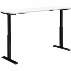 Interion By Global Industrial Interion® Electric Height Adjustable Desk, 72"W x 30"D, White W/ Black Base