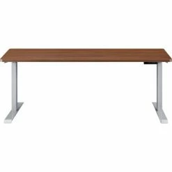Interion By Global Industrial Interion® Electric Height Adjustable Desk, 72"W x 30"D, Walnut W/ Gray Base -Outlet Desks & Workstations Store 695778WNGY 03 1