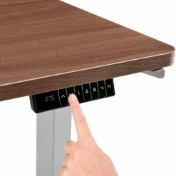 Interion By Global Industrial Interion® Electric Height Adjustable Desk, 72"W x 30"D, Walnut W/ Gray Base -Outlet Desks & Workstations Store 695778WNGY 04 1