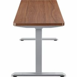 Interion By Global Industrial Interion® Electric Height Adjustable Desk, 72"W x 24"D, Walnut W/ Gray Base -Outlet Desks & Workstations Store 695778WNGY 05