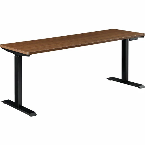 Interion By Global Industrial Interion® Electric Height Adjustable Desk, 72"W x 30"D, Walnut W/ Black Base 2 Interion By Global Industrial Interion® Electric Height Adjustable Desk, 72"W x 30"D, Walnut W/ Black Base - Image 2