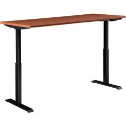 Interion By Global Industrial Interion® Electric Height Adjustable Desk, 60"W x 30"D, Cherry W/ Black Base