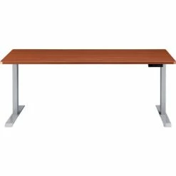 Interion By Global Industrial Interion® Electric Height Adjustable Desk, 60"W x 30"D, Cherry W/ Gray Base -Outlet Desks & Workstations Store 695780CHGY 03