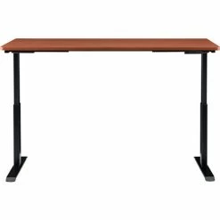 Interion By Global Industrial Interion® Electric Height Adjustable Desk, 60"W x 30"D, Cherry W/ Black Base -Outlet Desks & Workstations Store 695780CH 02