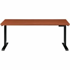 Interion By Global Industrial Interion® Electric Height Adjustable Desk, 60"W x 30"D, Cherry W/ Black Base -Outlet Desks & Workstations Store 695780CH 03