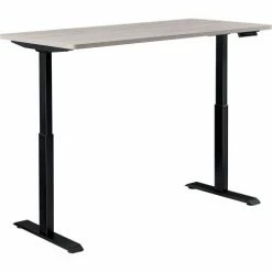Interion By Global Industrial Interion® Electric Height Adjustable Desk, 60"W x 30"D, Gray W/ Black Base