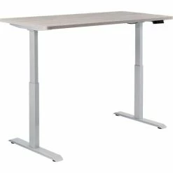 Interion By Global Industrial Interion® Electric Height Adjustable Desk, 48"W x 30"D, Gray W/ Gray Base