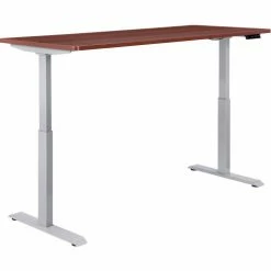 Interion By Global Industrial Interion® Electric Height Adjustable Desk, 48"W x 30"D, Mahogany W/ Gray Base