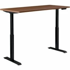 Interion By Global Industrial Interion® Height Adjustable Table with Chair Bundle - 60"W x 30"D, Walnut W/ Black Base -Outlet Desks & Workstations Store 695780WNDESK