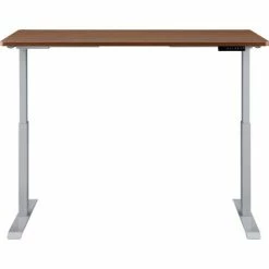 Interion By Global Industrial Interion® Electric Height Adjustable Desk, 48"W x 30"D, Walnut W/ Gray Base -Outlet Desks & Workstations Store 695780WNGY 02 1