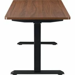 Interion By Global Industrial Interion® Electric Height Adjustable Desk, 60"W x 30"D, Walnut W/ Black Base -Outlet Desks & Workstations Store 695780WN 05 1