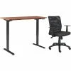 Interion By Global Industrial Interion® Height Adjustable Table with Chair Bundle - 72"W x 30"D - Cherry w/ Black Base