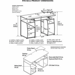 Techni Mobili Complete Computer Workstation Desk with Storage, Gray 18 Techni Mobili Complete Computer Workstation Desk with Storage, Gray -Outlet Desks & Workstations Store 8211 Dimensions
