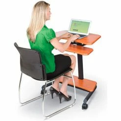 Balt® 90459 Up-Rite Mobile Sit/Stand Workstation, 28.5"- 45.5"H x 27.5"W x 22.5"D, Cherry -Outlet Desks & Workstations Store 90459 6