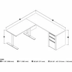 Bestar® Connexion L-Desk with Electric Height Adjustable Table Slate & Sandstone -Outlet Desks & Workstations Store 93885 lineart