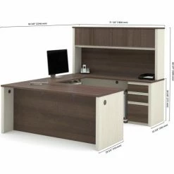 Bestar® U-Shaped Workstation - Double Pedestal - White Choc/Antigua - Prestige + Series -Outlet Desks & Workstations Store 99853 52 1