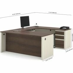 Bestar® U-Shaped Workstation with Pedestal - White Choc/Antigua - Prestige + Series 8 Bestar® U-Shaped Workstation with Pedestal - White Choc/Antigua - Prestige + Series -Outlet Desks & Workstations Store 99871 52 1
