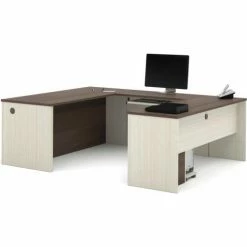Bestar® U-Shaped Workstation with Pedestal - White Choc/Antigua - Prestige + Series 7 Bestar® U-Shaped Workstation with Pedestal - White Choc/Antigua - Prestige + Series -Outlet Desks & Workstations Store 99871 52 2