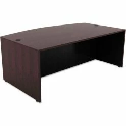 Alera® Wood Desk Shell w/ Bow Front - 71"W x 41-3/8"D x 29-5/8"H Espresso - Valencia Series -Outlet Desks & Workstations Store AFR VA227236ES