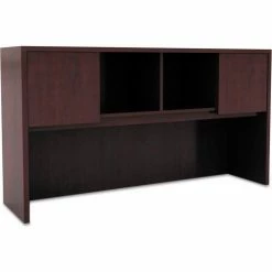 Alera® Hutch with Doors - 58-7/8"W x 15"D x 35-1/2"H - Mahogany - Valencia Series
