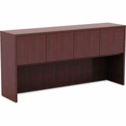 Alera® Hutch with Doors - 64-3/4"W x 15"D x 35-1/2"H - Mahogany - Valencia Series