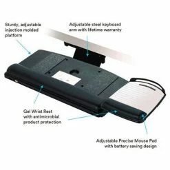 3M AKT150LE Easy Adjust Keyboard Tray with Mouse Platform, 23" Track Length, Black 9 3M AKT150LE Easy Adjust Keyboard Tray with Mouse Platform, 23" Track Length, Black -Outlet Desks & Workstations Store AKT150LE 2