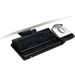 3M™ AKT150LE Easy Adjust Keyboard Tray with Mouse Platform, 23" Track Length, Black