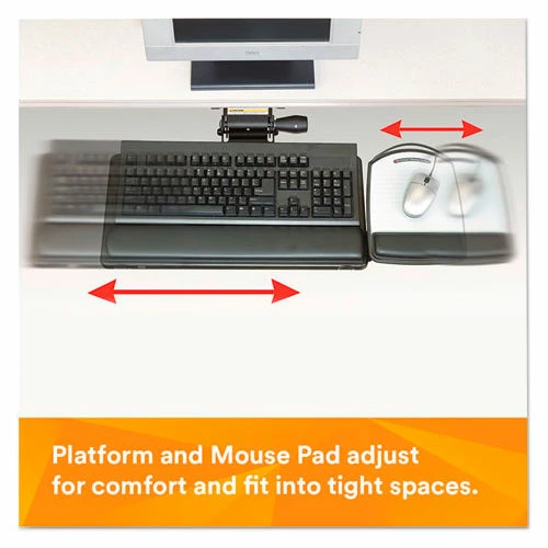 3M AKT80LE Adjustable Keyboard Tray, 17-3/4" Track Length, Black 3 3M AKT80LE Adjustable Keyboard Tray, 17-3/4" Track Length, Black - Image 3