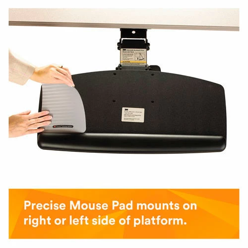 3M AKT90LE Easy Adjust Keyboard Tray with Mouse Platform, 23" Track Length, Black 5 3M AKT90LE Easy Adjust Keyboard Tray with Mouse Platform, 23" Track Length, Black - Image 5