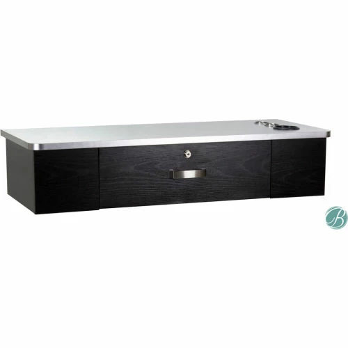 AYC Group Markison Wall Mount Styling Station - Black with Silver Metal Top 3 AYC Group Markison Wall Mount Styling Station - Black with Silver Metal Top - Image 3