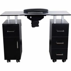 AYC Group Glasglow Salon Nail Table with Fan - Black -Outlet Desks & Workstations Store AYC DPI NTBL 3488 BLK KIT