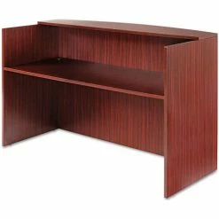 Alera Reception Desk w/Counter - 71"W x 35-1/2"D x 42-1/2"H - Mahogany - Valencia Series