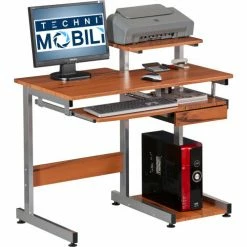 Techni Mobili Complete Computer Workstation Desk, 37-3/4"W x 22"D x 35-1/4"H, Wood Grain