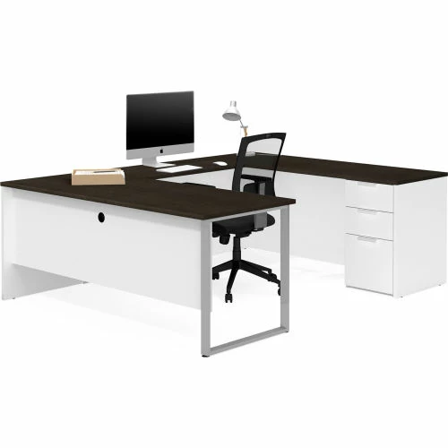 Bestar® U-Desk - White and Deep Gray - Pro-Concept Plus Series 4 Bestar® U-Desk - White and Deep Gray - Pro-Concept Plus Series - Image 4