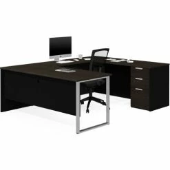Bestar® U-Desk - Deep Gray and Black - Pro-Concept Plus Series -Outlet Desks & Workstations Store BSA 110888 32