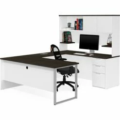 Bestar® U-Desk with Hutch - White and Deep Gray - Pro-Concept Plus Series 7 Bestar® U-Desk with Hutch - White and Deep Gray - Pro-Concept Plus Series -Outlet Desks & Workstations Store BSA 110889 17