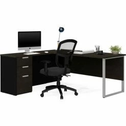Bestar® L-Desk with Metal Leg - Deep Gray and Black - Pro-Concept Plus Series -Outlet Desks & Workstations Store BSA 110891 32